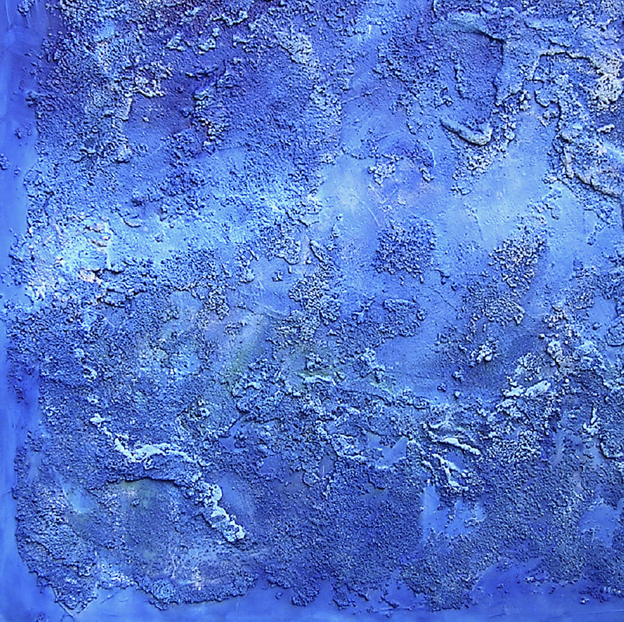 like a bolt out of the blu, Acryl, Sand auf Leinwand / 100 x 100 cm