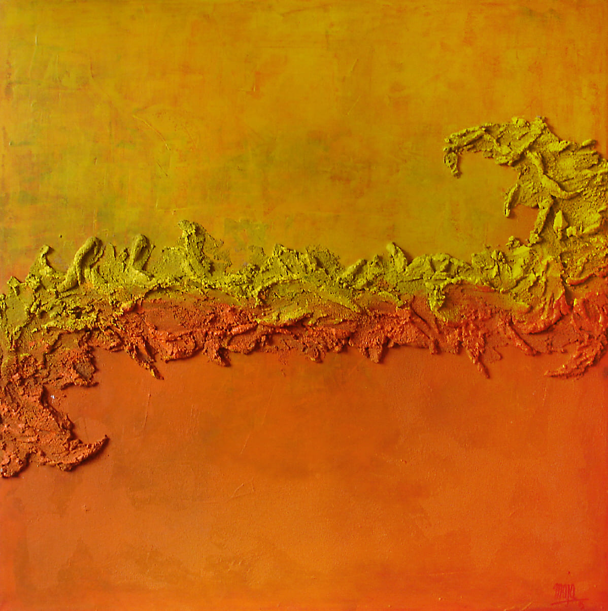 YO-wave 2 - Acryl, Sand auf Leinen / 100 x 100 cm