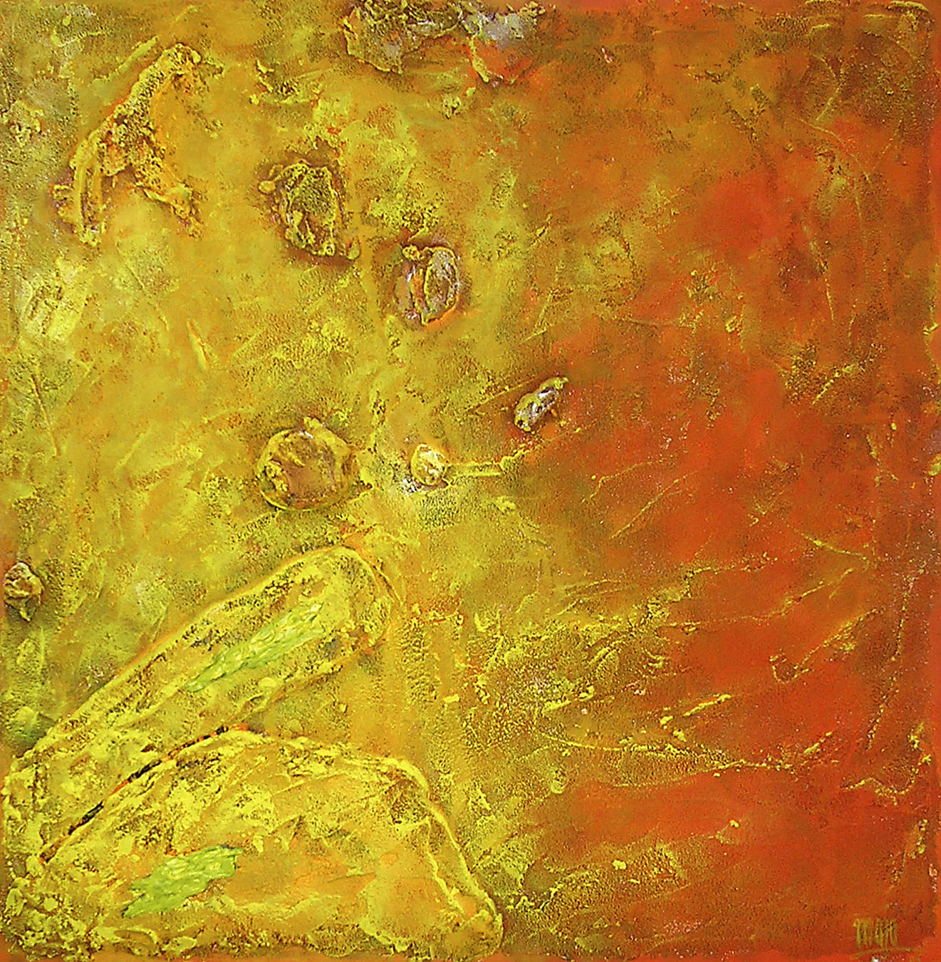 Planet - Acryl, Sand auf Leinwand / 100 x 100 cm