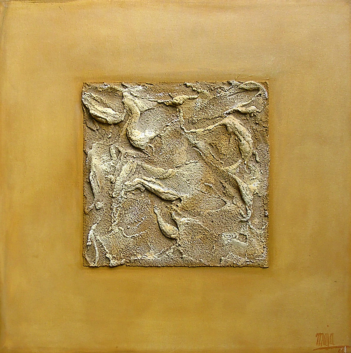 get the ball rolling window 2 - Acryl, Sand auf Leinwand / 60 x 60 cm