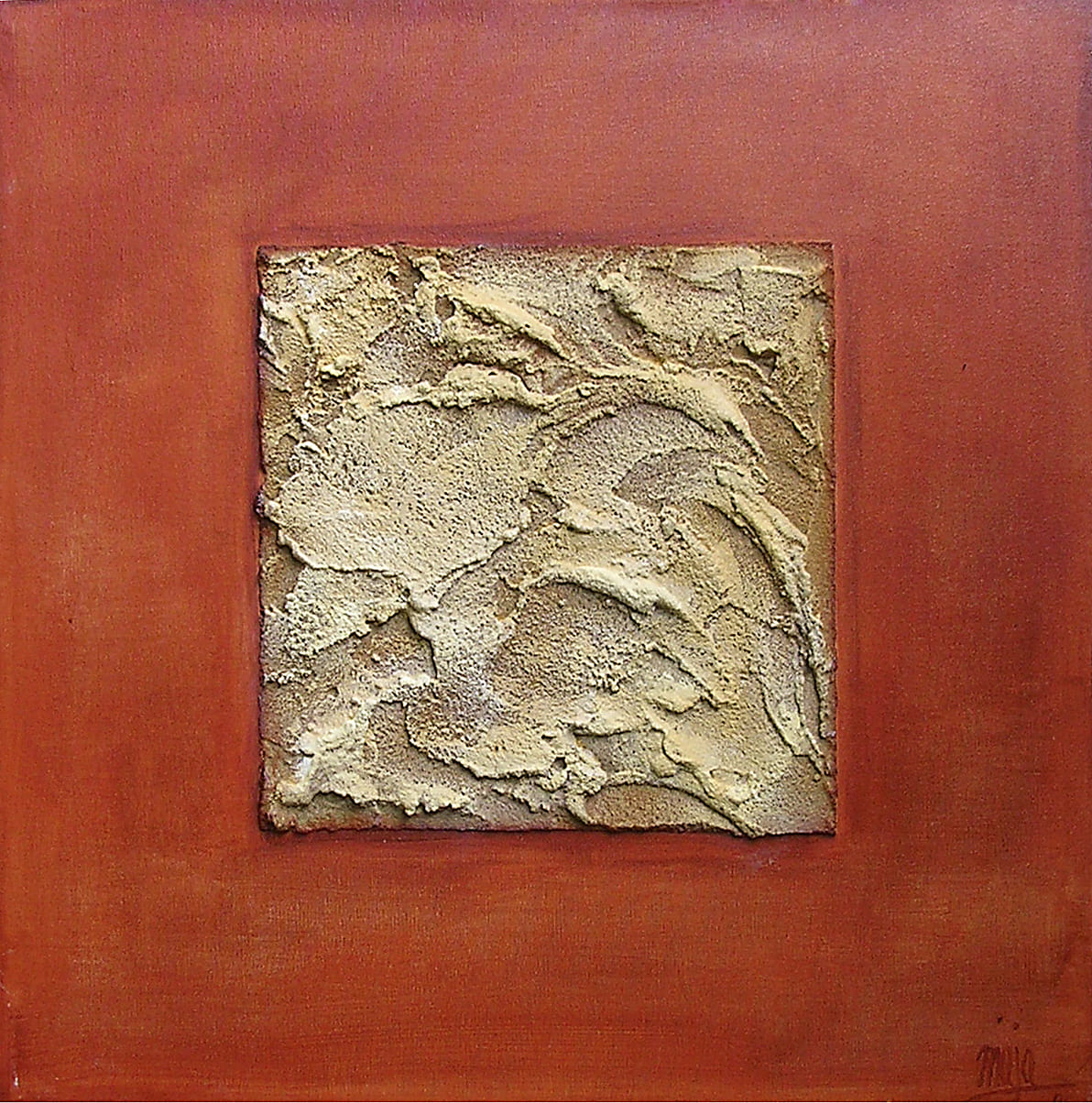 get the ball rolling window 3 - Acryl, Sand auf Leinwand / 60 x 60 cm